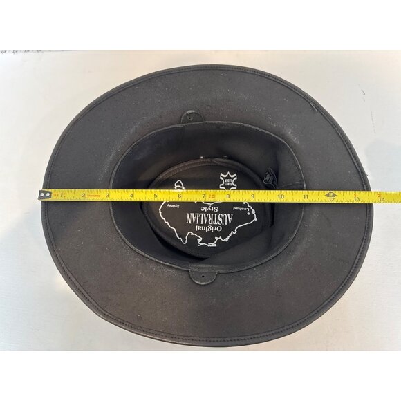 Original Australian Style Mens Hat Black Leather Sz M Aussie Outback Bush Casual - Picture 10 of 12